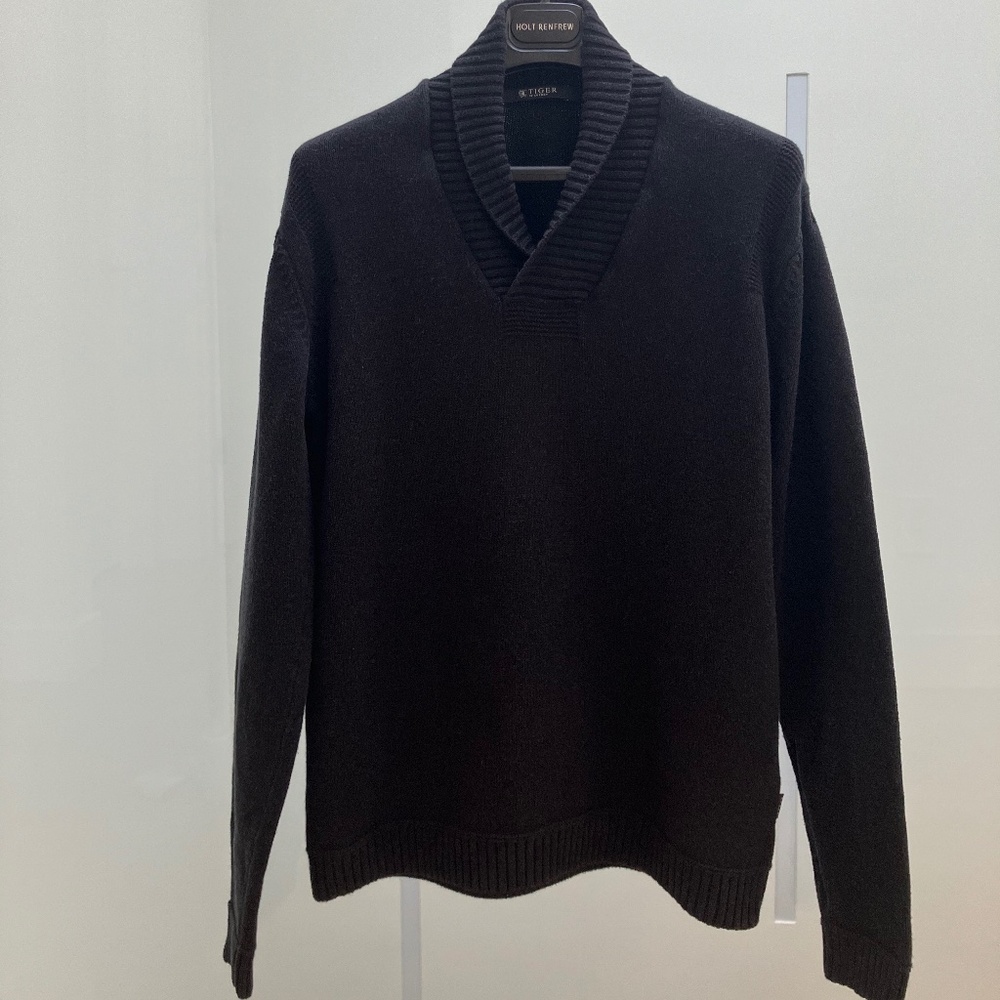 Tiger of Sweden Black Sweater with Shawl Collar - Size M